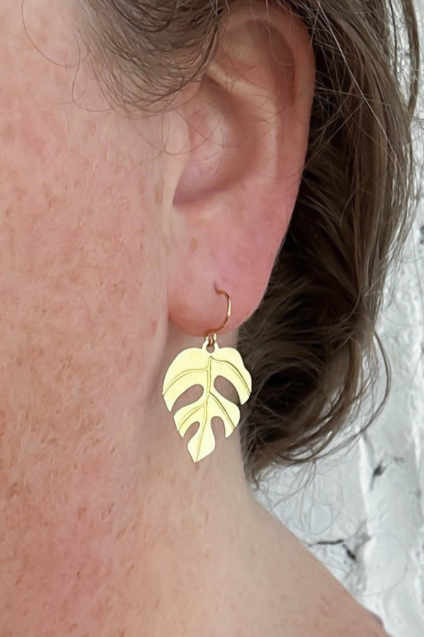 Rhaphidophora tetrasperma Earrings- Brass