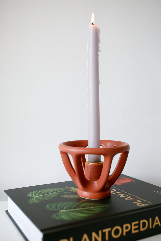 Rust Stoneware Candle Holder