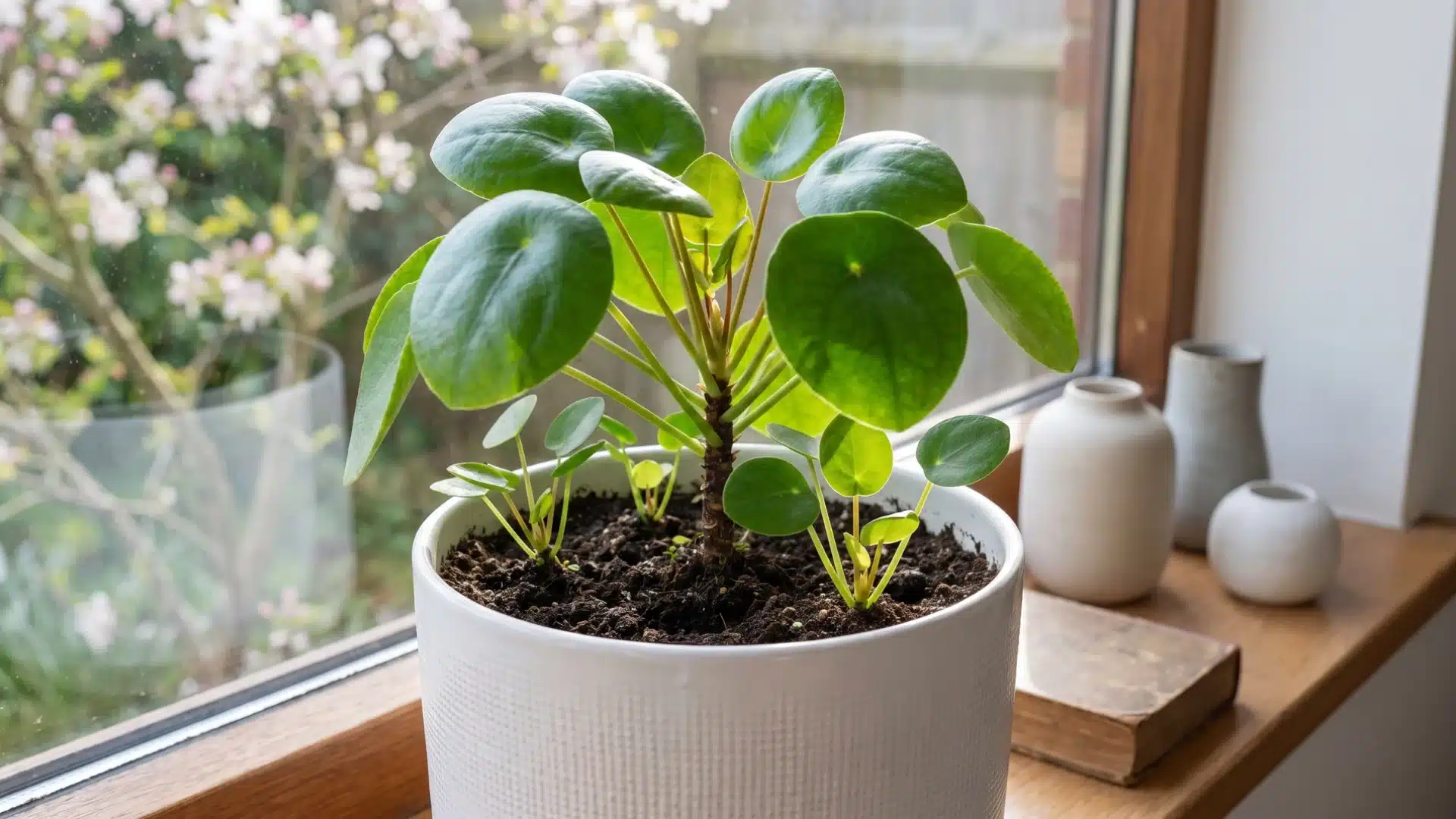 Infographic showing ideal timing and conditions for propagating Chinese money plant indoors.