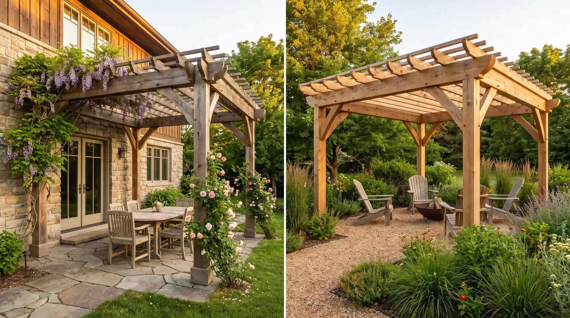 Purpose of a pergola compared through attached and freestanding designs for different outdoor spaces.