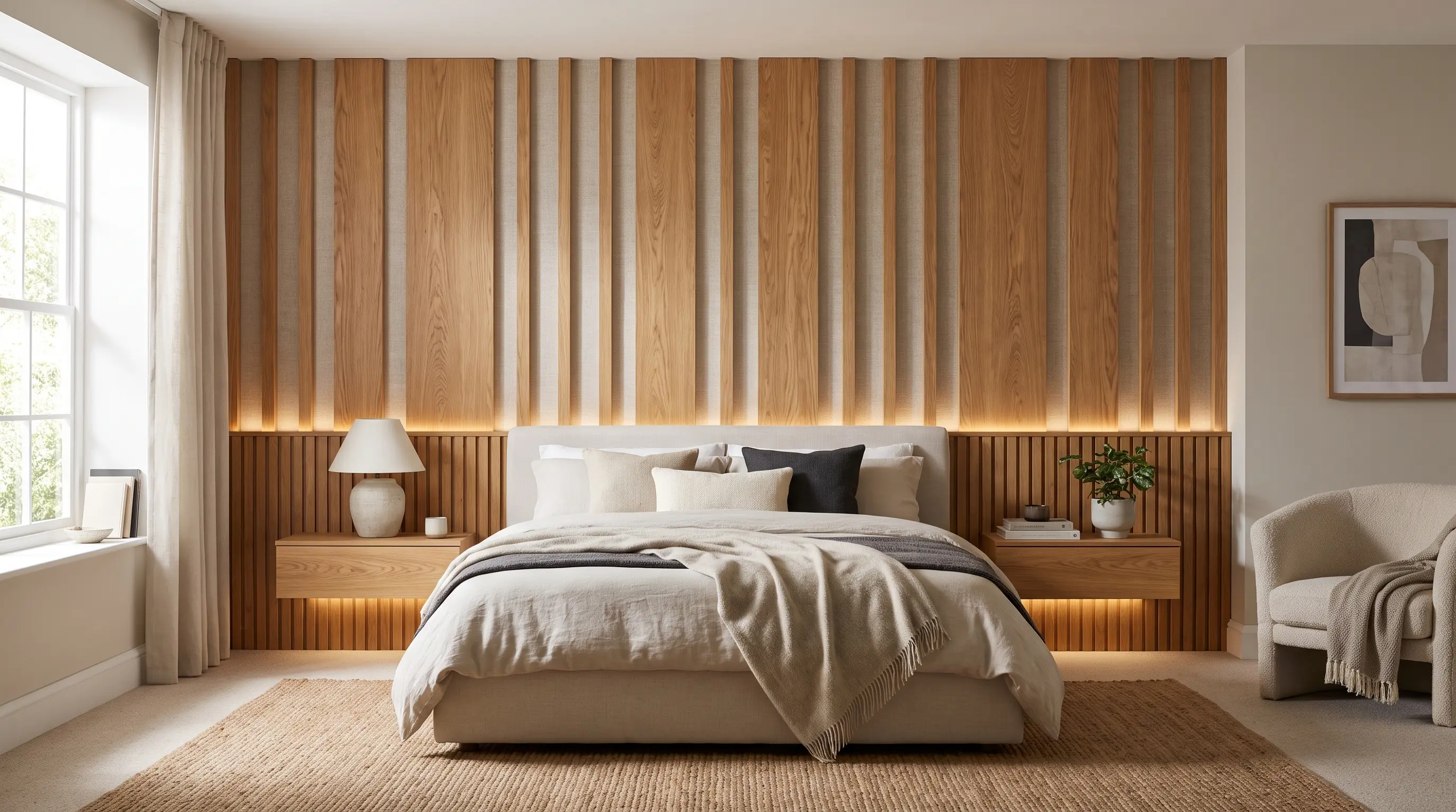 Feature wall behind bed in master bedroom design