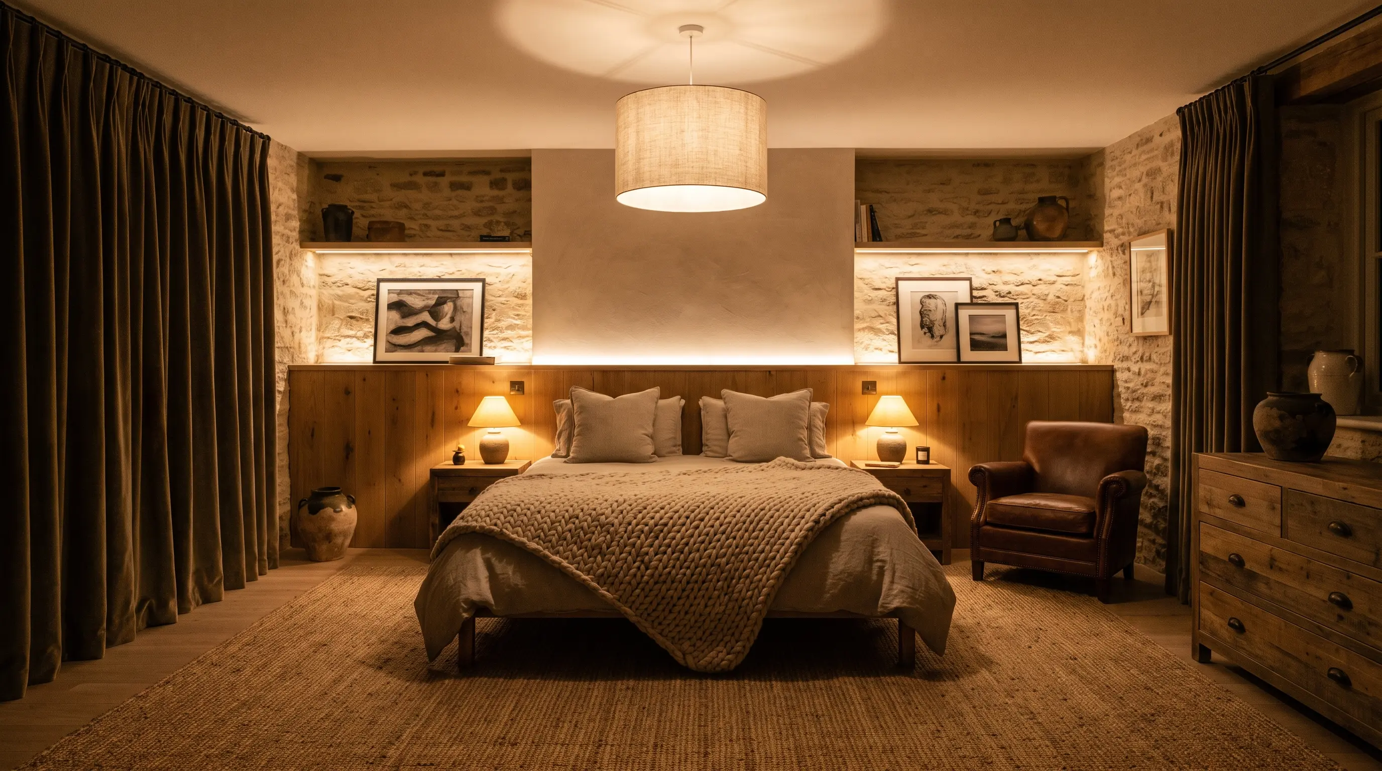 Bedroom featuring ambient lighting and a cozy illuminated design
