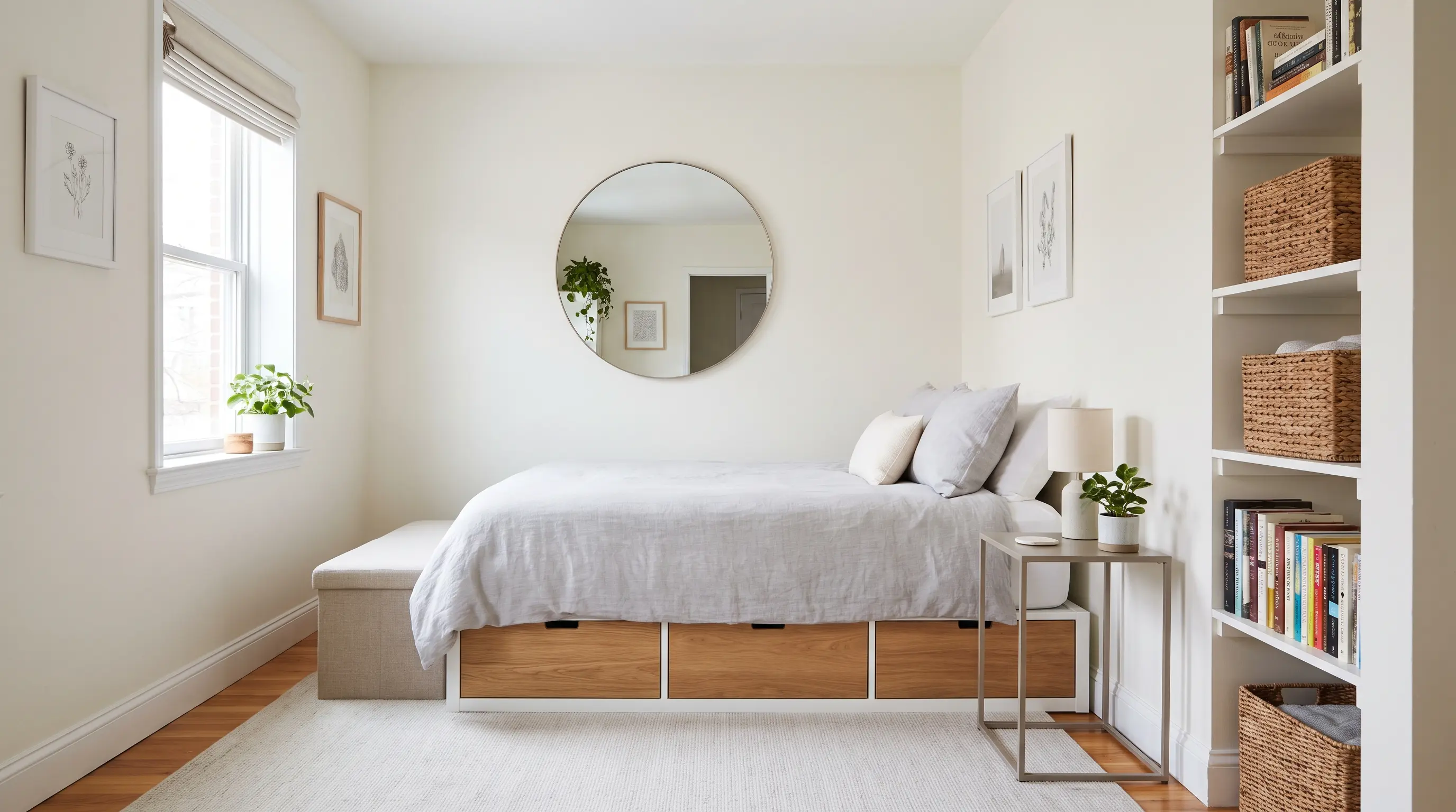 Small master bedroom with smart layout and space-saving furniture